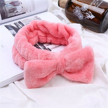 Load image into Gallery viewer, Coral Fleece Hair Bow Cross Headband For Wash Face Makeup Lady Bath Mask Cosmetic Hairband Girl Holder Rope Hair Accessories