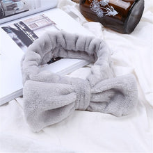 Load image into Gallery viewer, Coral Fleece Hair Bow Cross Headband For Wash Face Makeup Lady Bath Mask Cosmetic Hairband Girl Holder Rope Hair Accessories