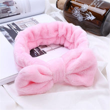 Load image into Gallery viewer, Coral Fleece Hair Bow Cross Headband For Wash Face Makeup Lady Bath Mask Cosmetic Hairband Girl Holder Rope Hair Accessories