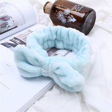 Load image into Gallery viewer, Coral Fleece Hair Bow Cross Headband For Wash Face Makeup Lady Bath Mask Cosmetic Hairband Girl Holder Rope Hair Accessories
