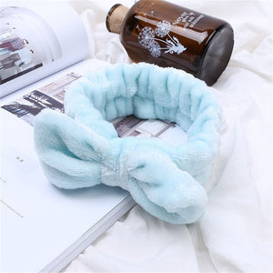 Coral Fleece Hair Bow Cross Headband For Wash Face Makeup Lady Bath Mask Cosmetic Hairband Girl Holder Rope Hair Accessories