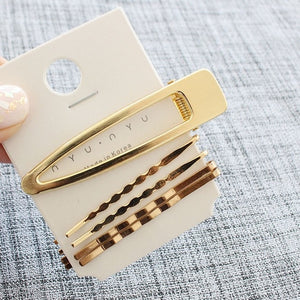 1SET Minimalist Metal Geometric Gold Hairpin Hair Accessories Imitiation Pearl Hair Clips for Women Girls Hair Jewelry Headwear