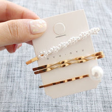Load image into Gallery viewer, 1SET Minimalist Metal Geometric Gold Hairpin Hair Accessories Imitiation Pearl Hair Clips for Women Girls Hair Jewelry Headwear