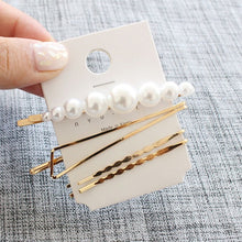 Load image into Gallery viewer, 1SET Minimalist Metal Geometric Gold Hairpin Hair Accessories Imitiation Pearl Hair Clips for Women Girls Hair Jewelry Headwear