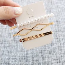 Load image into Gallery viewer, 1SET Minimalist Metal Geometric Gold Hairpin Hair Accessories Imitiation Pearl Hair Clips for Women Girls Hair Jewelry Headwear