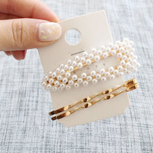 Load image into Gallery viewer, 1SET Minimalist Metal Geometric Gold Hairpin Hair Accessories Imitiation Pearl Hair Clips for Women Girls Hair Jewelry Headwear