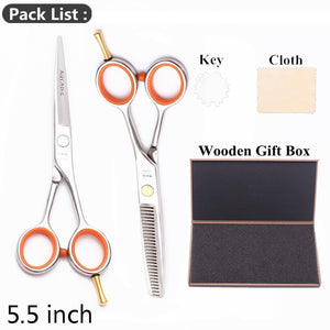 5.5" AQIABI Hairdressing Scissors Hair Professional Thinning Shears Set Hair Cutting Scissors Barber Scissors 440C Japan A1029