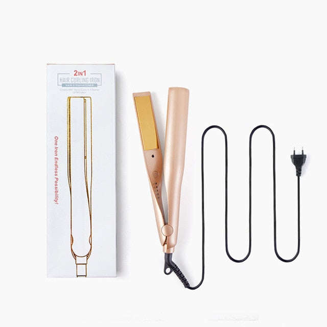 Professional Hair crimper Straightening Iron&Curling Iron Hair Curler 2 in 1 Hair Straightener Flat Irons Ceramic Styling Tools